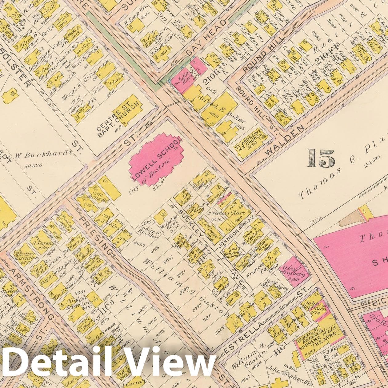 Historic Map : Atlas City of Boston, Roxbury, Roxbury 1915 Plate 022 , Vintage Wall Art