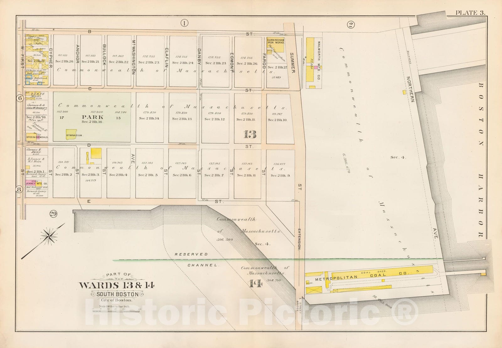 Historic Map : Atlas City of Boston, South Boston 1899 Plate 003 , Vintage Wall Art