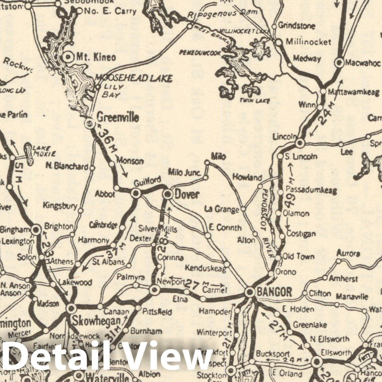Historic Map : Maine 1937 , Vintage Wall Art