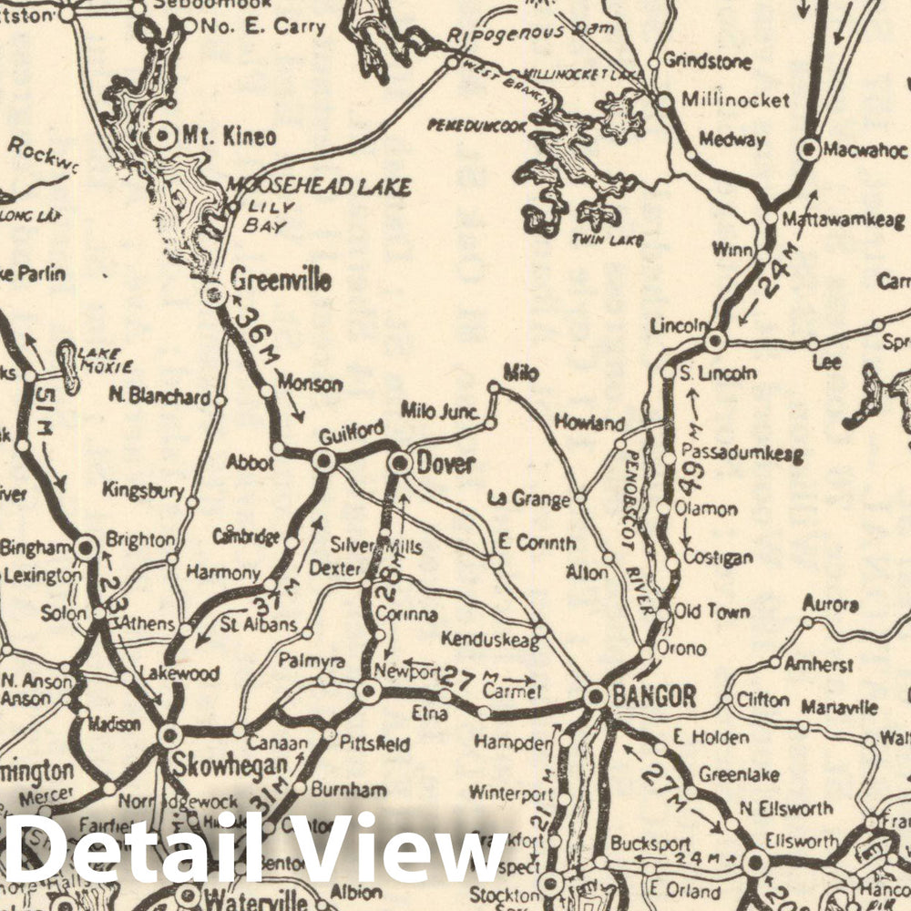 Historic Map : Maine 1937 , Vintage Wall Art