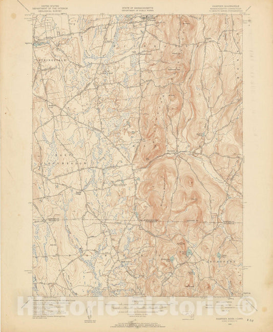 Historic Map : USGS 7.5 Minute Sheets and Quadrangles, Hampden 1946 Topographic Map , Vintage Wall Art