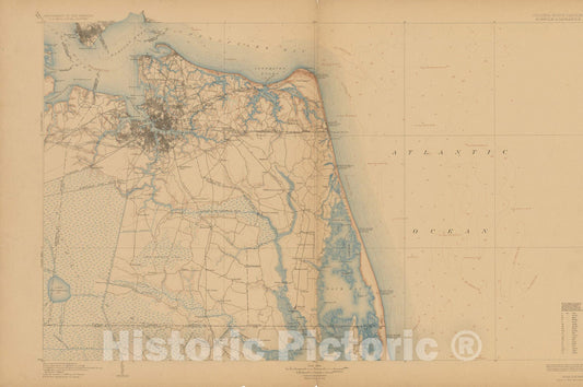 Historic Map : USGS 7.5 Minute Sheets and Quadrangles, Newport News & Norfolk & Portsmouth 1923 Topographic Map , Vintage Wall Art