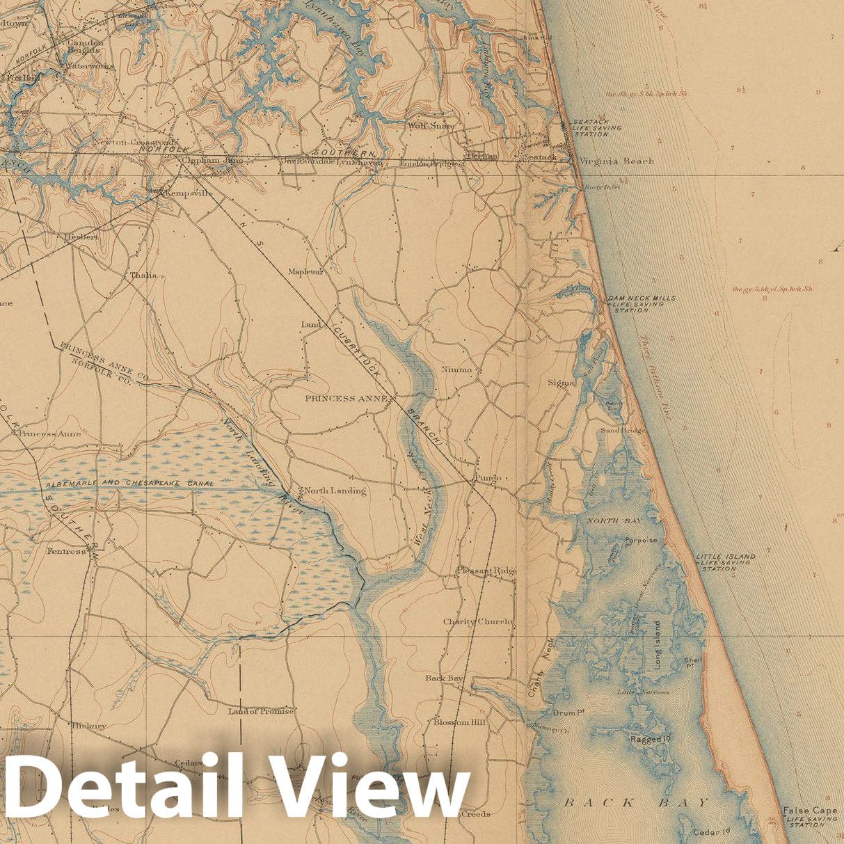 Historic Map : USGS 7.5 Minute Sheets and Quadrangles, Newport News & Norfolk & Portsmouth 1923 Topographic Map , Vintage Wall Art