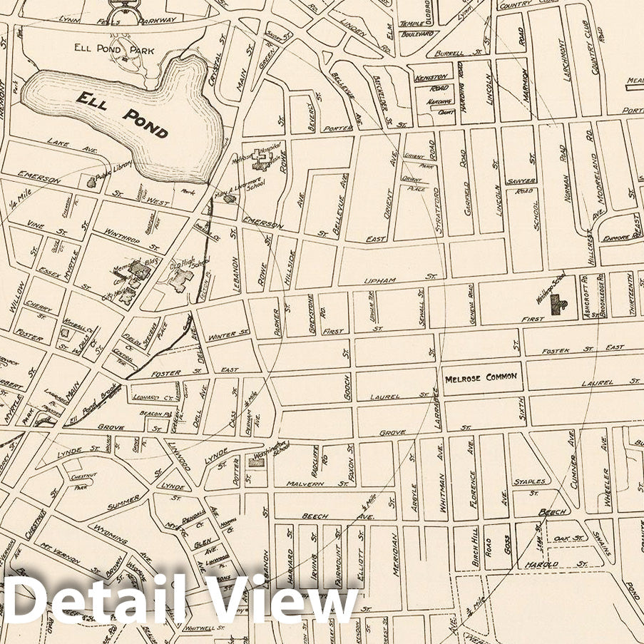 Historic Map : Melrose, Melrose 1938 , Vintage Wall Art