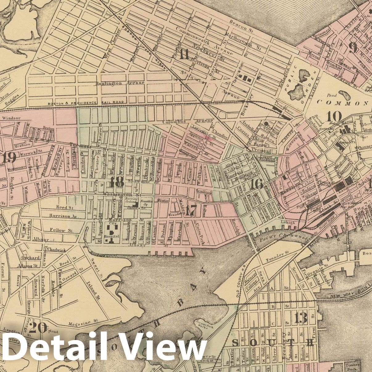 Historic Map : Boston 1882 , Mitchell's New General Atlas , Vintage Wall Art