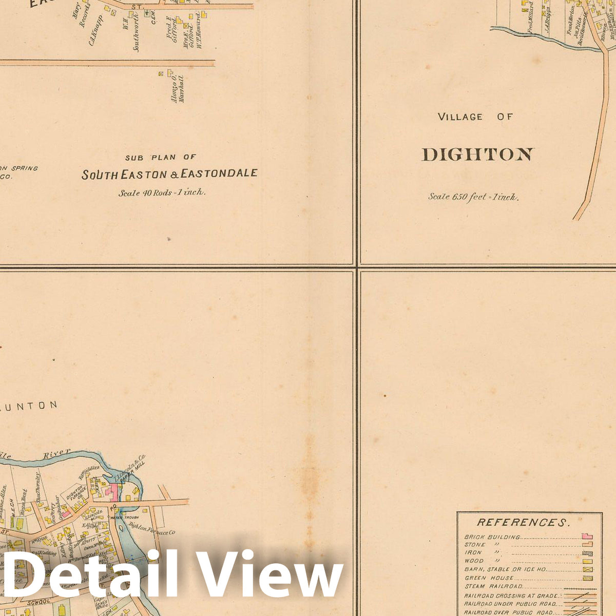 Historic Map : New Topographical Atlas of Surveys Bristol County Massachusetts, Easton 1895 , Vintage Wall Art