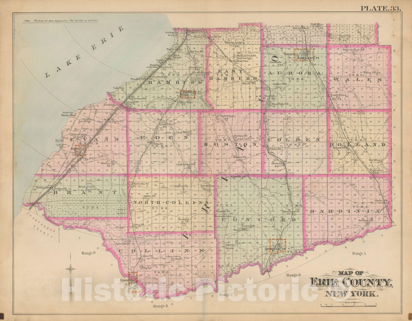Historic Map : Atlas of Niagara Falls, North Tonawanda and Buffalo, NY, Erie 1893 Plate 033 , Vintage Wall Art