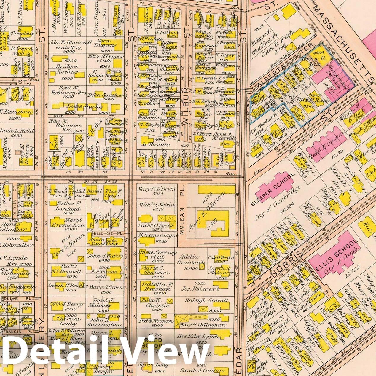 Historic Map : Atlas City of Cambridge Massachusetts 1916 Plate 029 , Vintage Wall Art