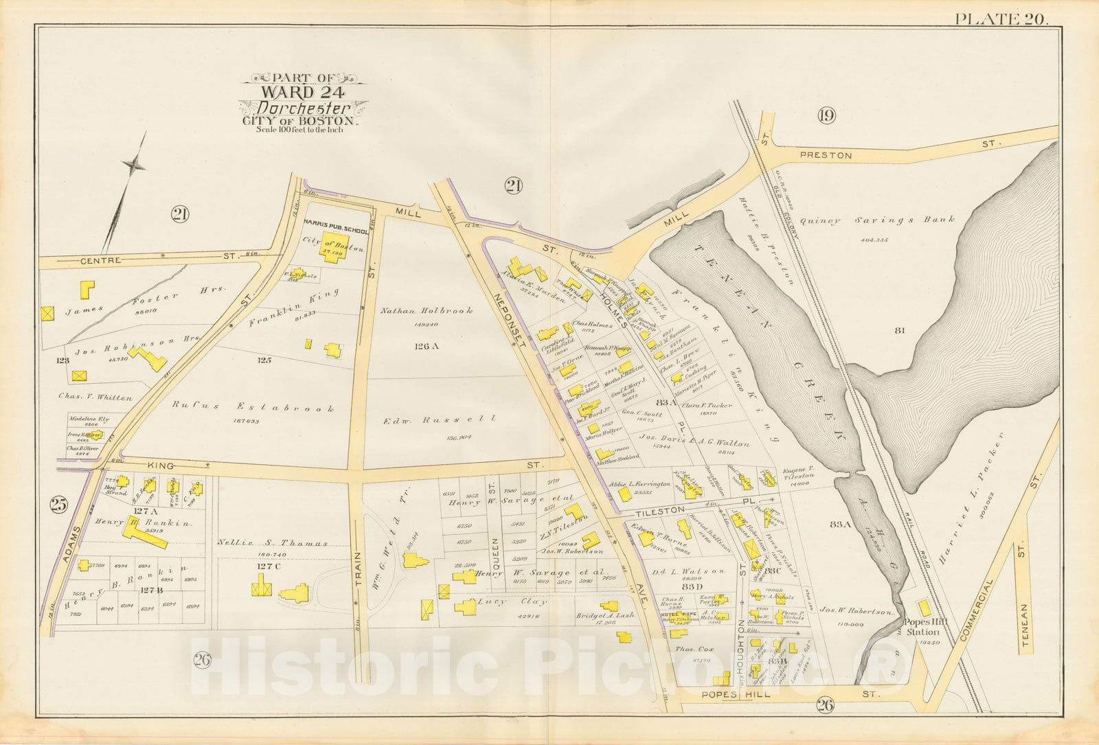 Historic Map : Atlas City of Boston, Vol. 5, Dorchester, Dorchester 1889 Plate 020 , Vintage Wall Art