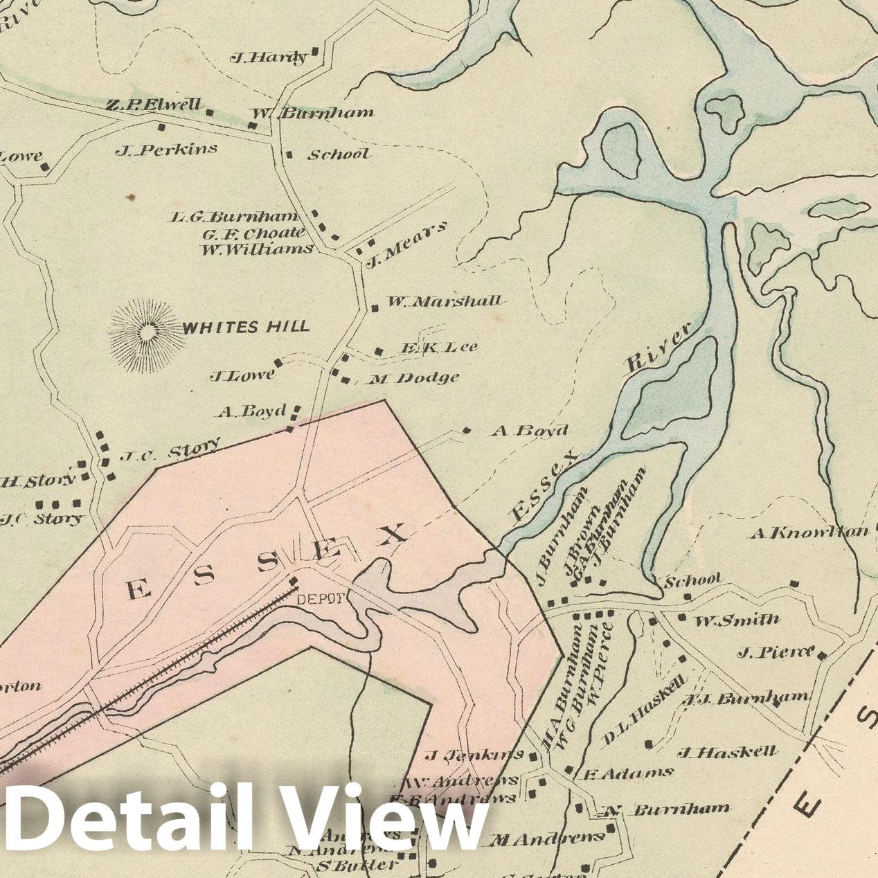 Historic Map : Atlas of Essex County, 1884 , Vintage Wall Art