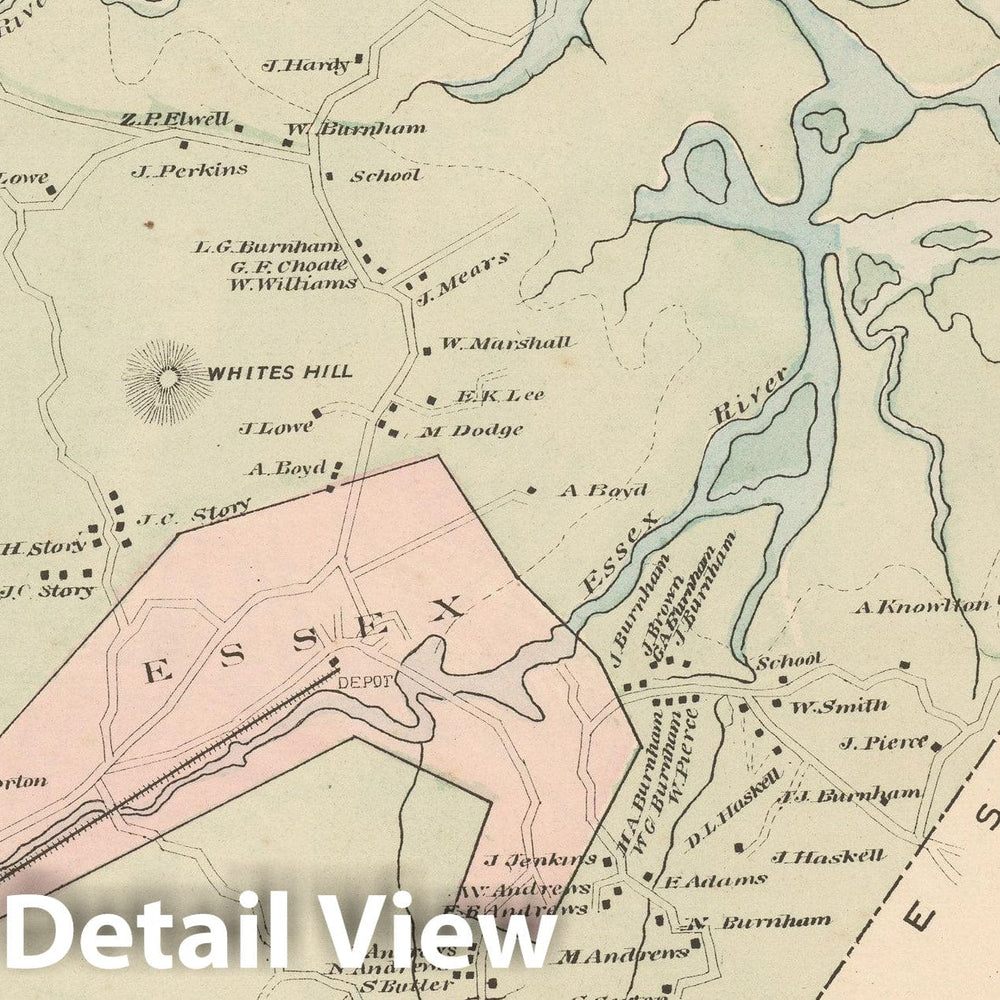 Historic Map : Atlas of Essex County, 1884 , Vintage Wall Art