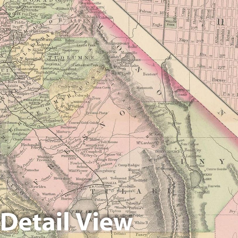 Historic Map : California 1886 , Century Atlas of the World, Vintage Wall Art
