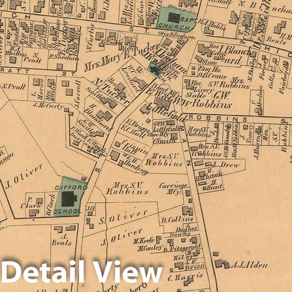 Historic Map : Atlas of Norfolk County, East Stoughton 1876 , Vintage Wall Art
