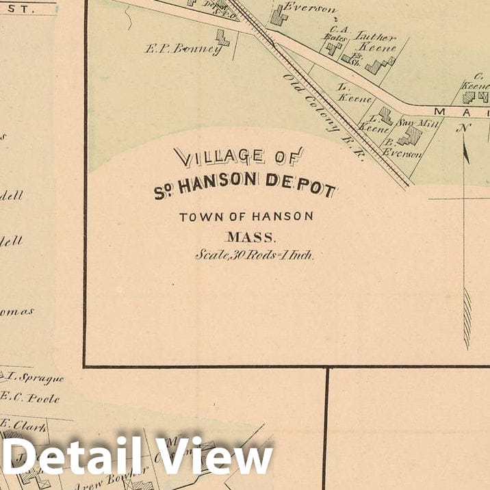 Historic Map : Atlas of Plymouth County Massachusetts, Hanson 1879 , v2, Vintage Wall Art