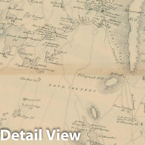 Historic Map : Atlas of Plymouth County Massachusetts, Plymouth 1879 , Vintage Wall Art