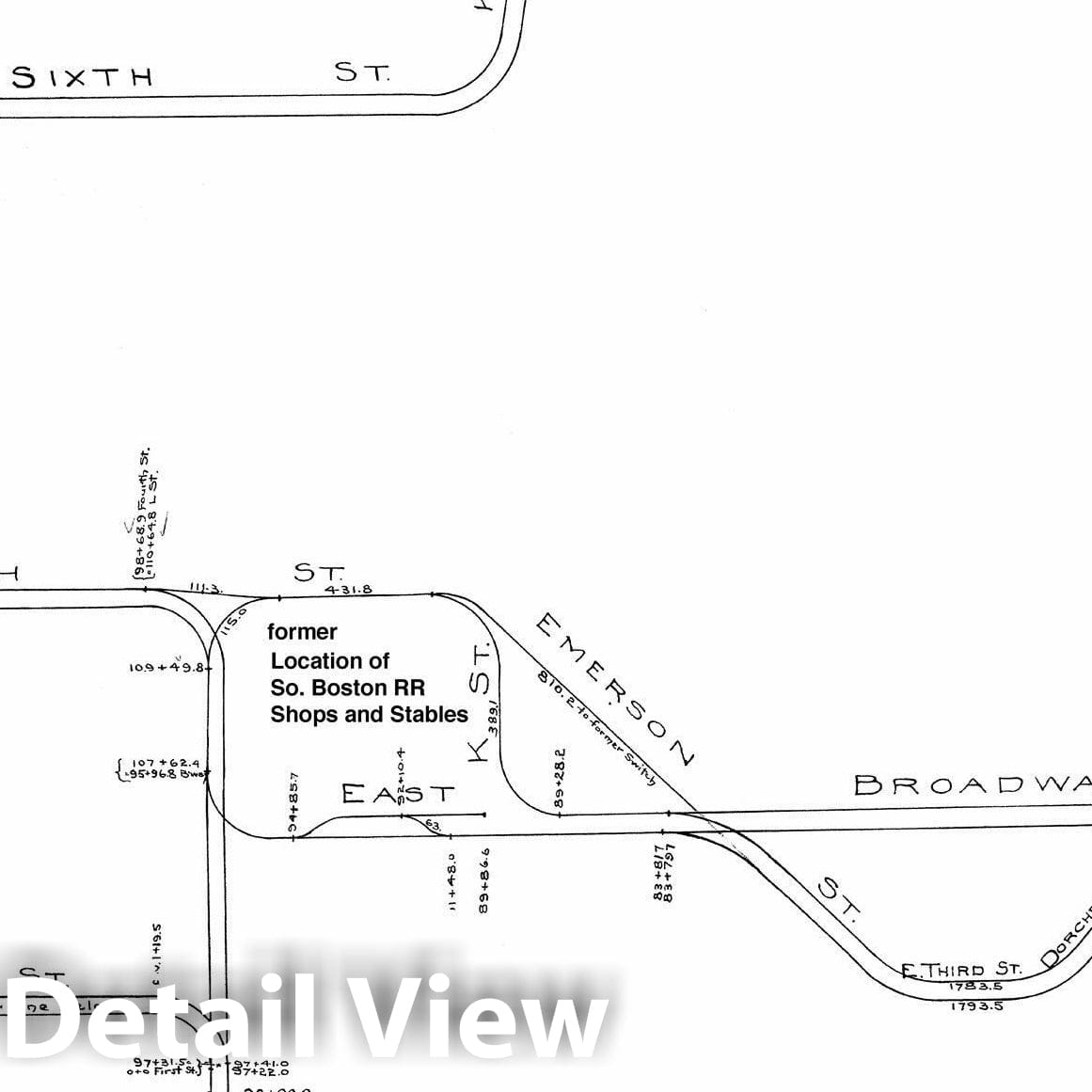 Historic Map : Boston Elevated Railway Track Plans, South Boston 1899-1915 Plate 001 , Vintage Wall Art