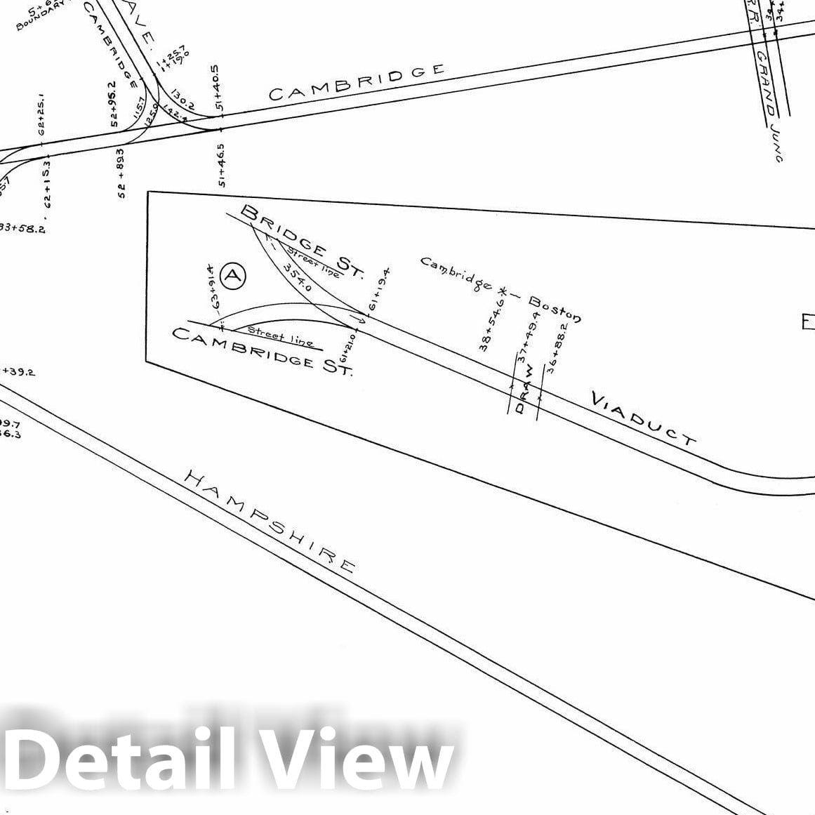 Historic Map : Boston Elevated Railway Track Plans, Cambridge 1899-1915 Plate 016 , Vintage Wall Art
