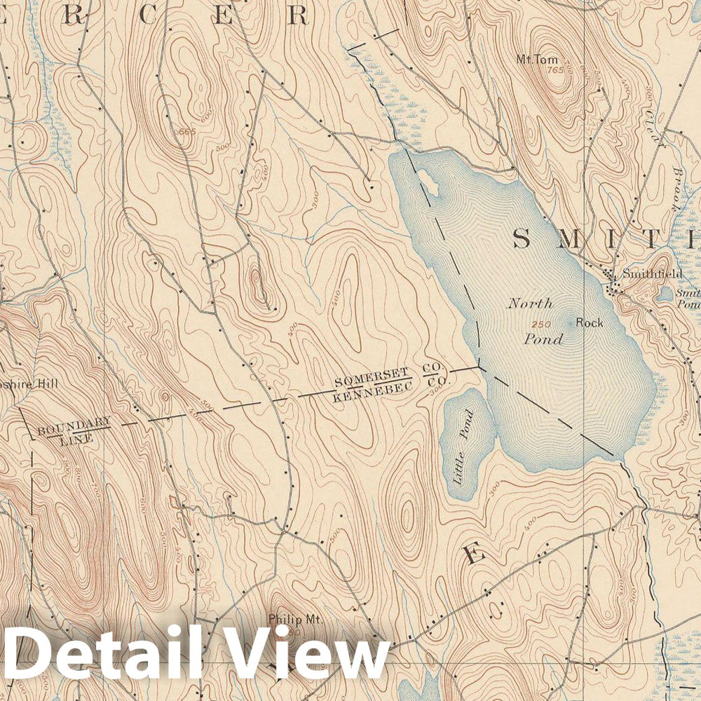 Historic Map : Atlas of Maine 1905, Mercer & Norridgewock & Smithfield 1905 Topographic Map , Vintage Wall Art