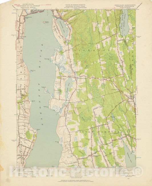 Historic Map : USGS 7.5 Minute Sheets and Quadrangles, Little Compton & Tiverton 1949 Topographic Map , Vintage Wall Art