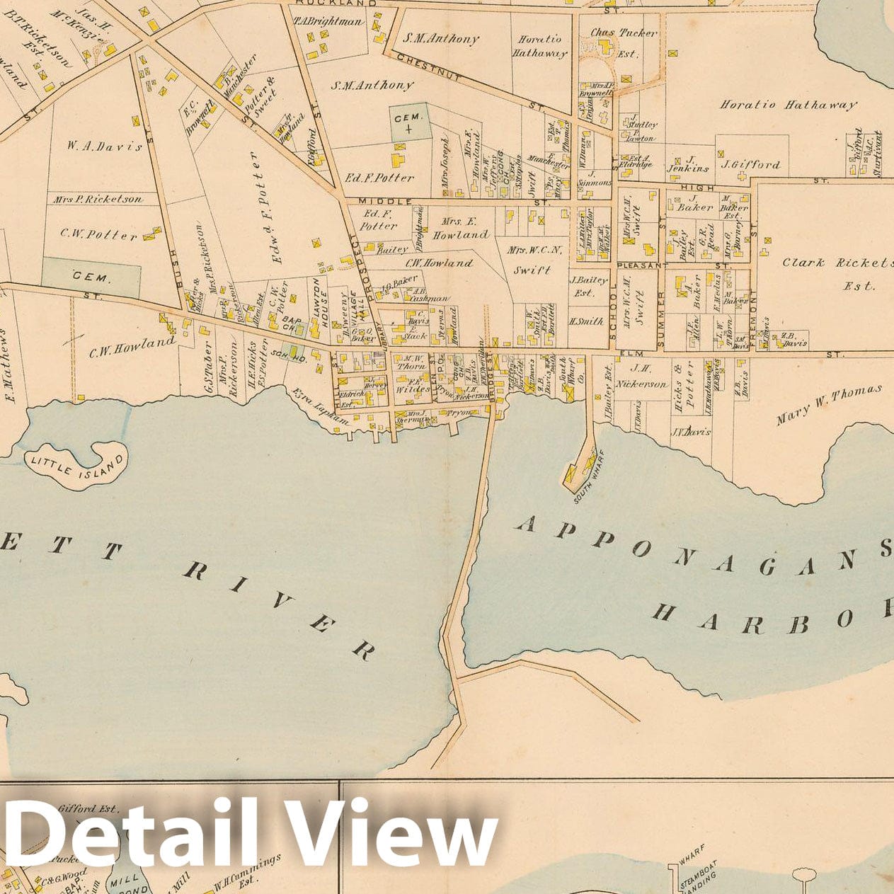 Historic Map : New Topographical Atlas of Surveys Bristol County Massachusetts, Dartmouth 1895 , Vintage Wall Art