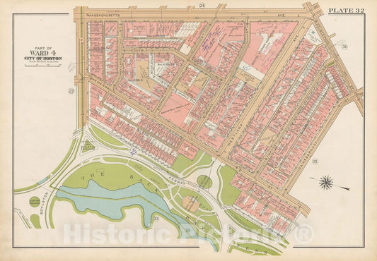 Historic Map : Atlas City of Boston, Boston 1938 Plate 032 , Vintage Wall Art