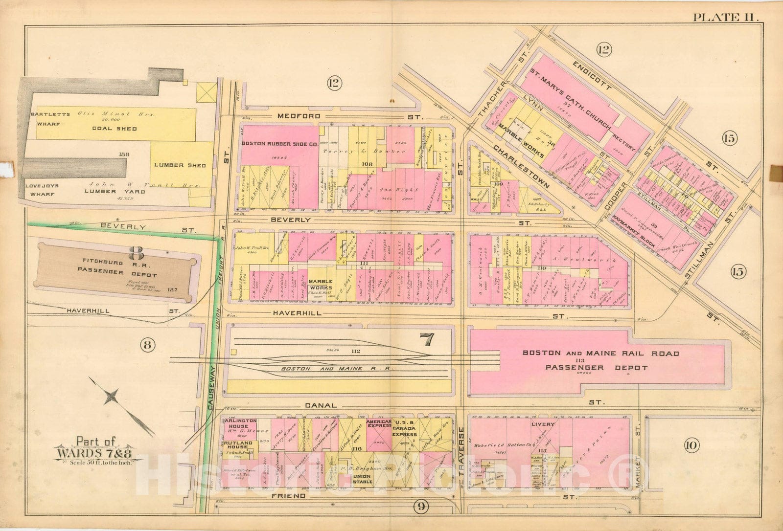 Historic Map : Atlas City of Boston, City Proper, Vol. I, Boston 1888 Plate 011 , Vintage Wall Art