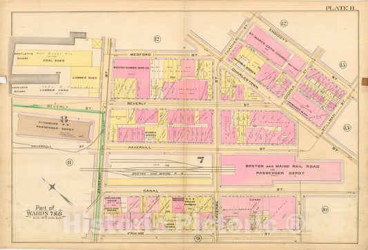Historic Map : Atlas City of Boston, City Proper, Vol. I, Boston 1888 Plate 011 , Vintage Wall Art