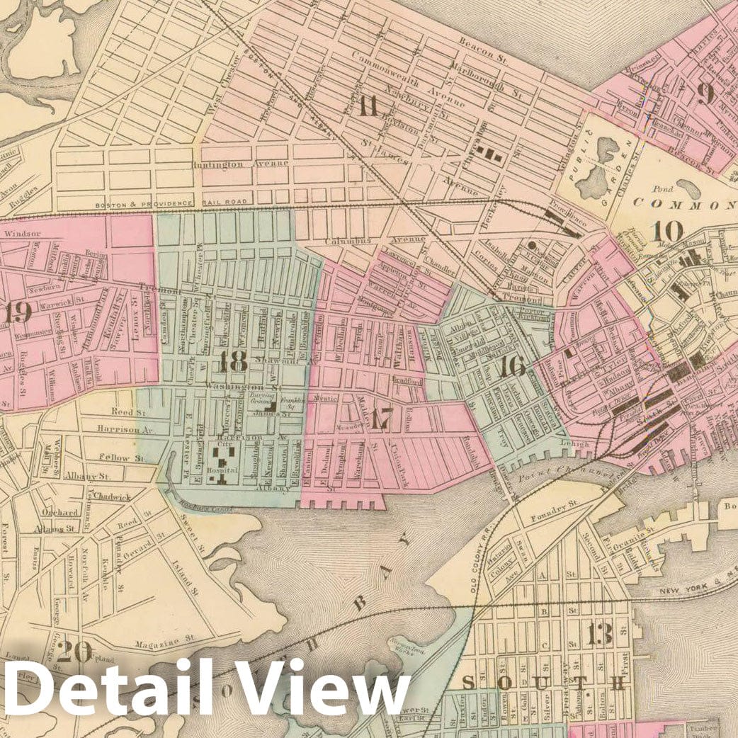 Historic Map : Boston 1877 , Vintage Wall Art