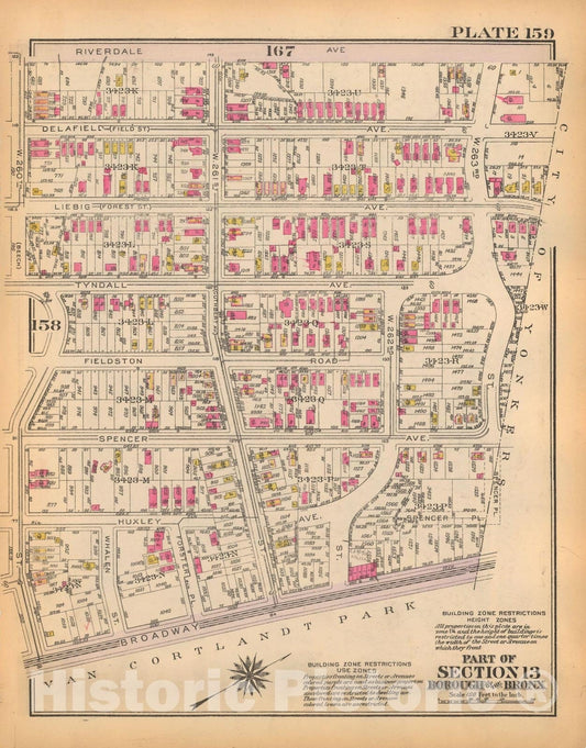 Historic Map : Borough of The Bronx, Sections 9-13, The Bronx 1928 Plate 159 , Vintage Wall Art