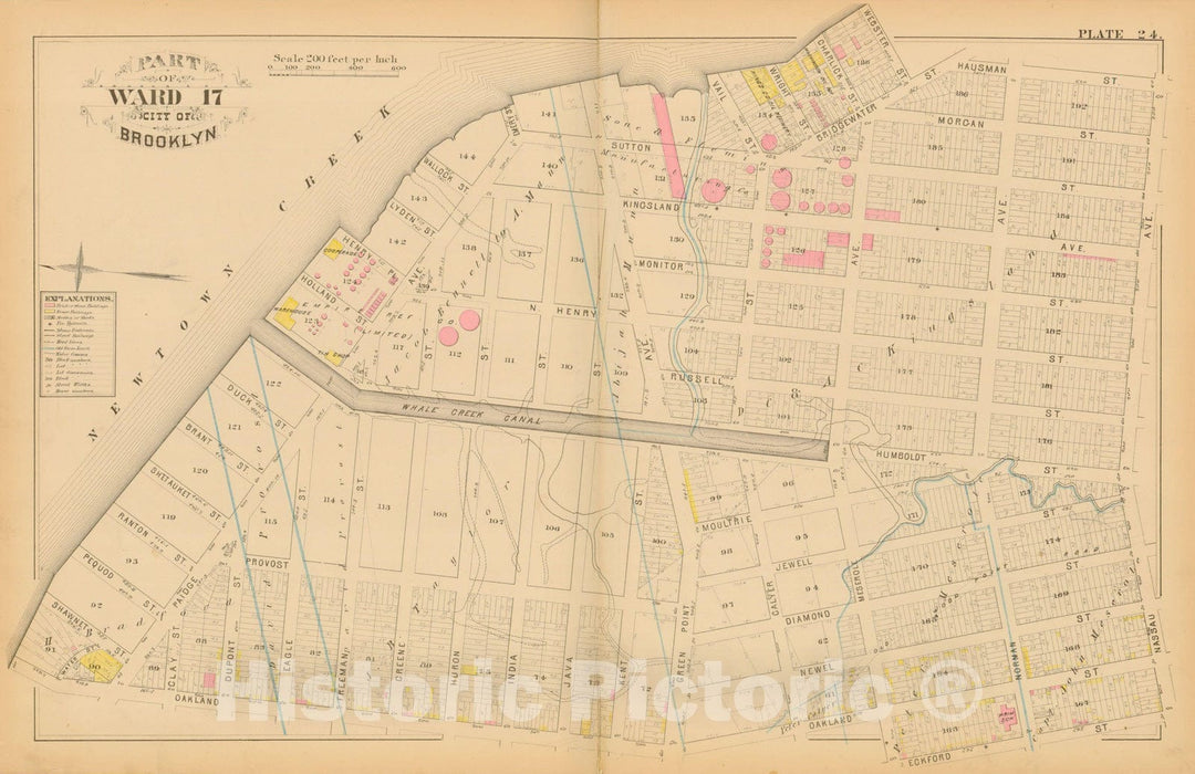 Historic Map : Atlas Entire City of Brooklyn Complete in One Volume, Brooklyn 1880 Plate 024 , Vintage Wall Art
