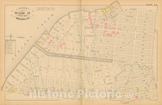 Historic Map : Atlas Entire City of Brooklyn Complete in One Volume, Brooklyn 1880 Plate 024 , Vintage Wall Art