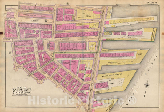 Historic Map : Atlas of Boston Proper, 1898 Plate 009 , Vintage Wall Art