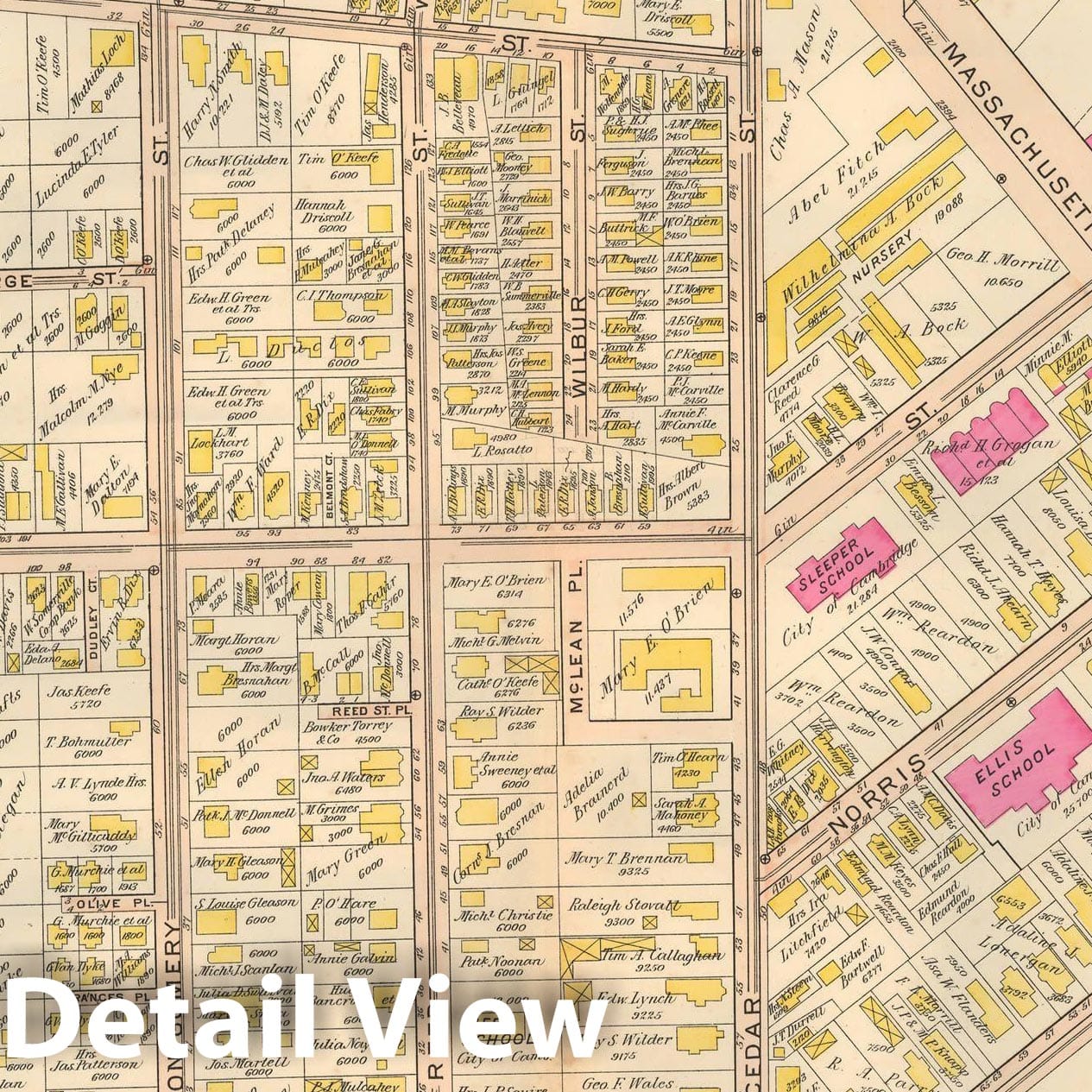 Historic Map : Atlas City of Cambridge, MA, Cambridge 1903 Plate 029 , Vintage Wall Art