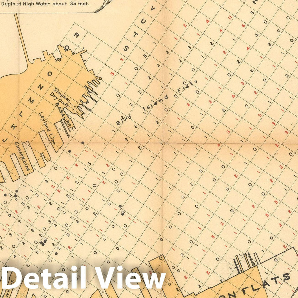 Historic Map : Boston Harbor Shoaling Survey 1902 Charles River Dam Report , Vintage Wall Art