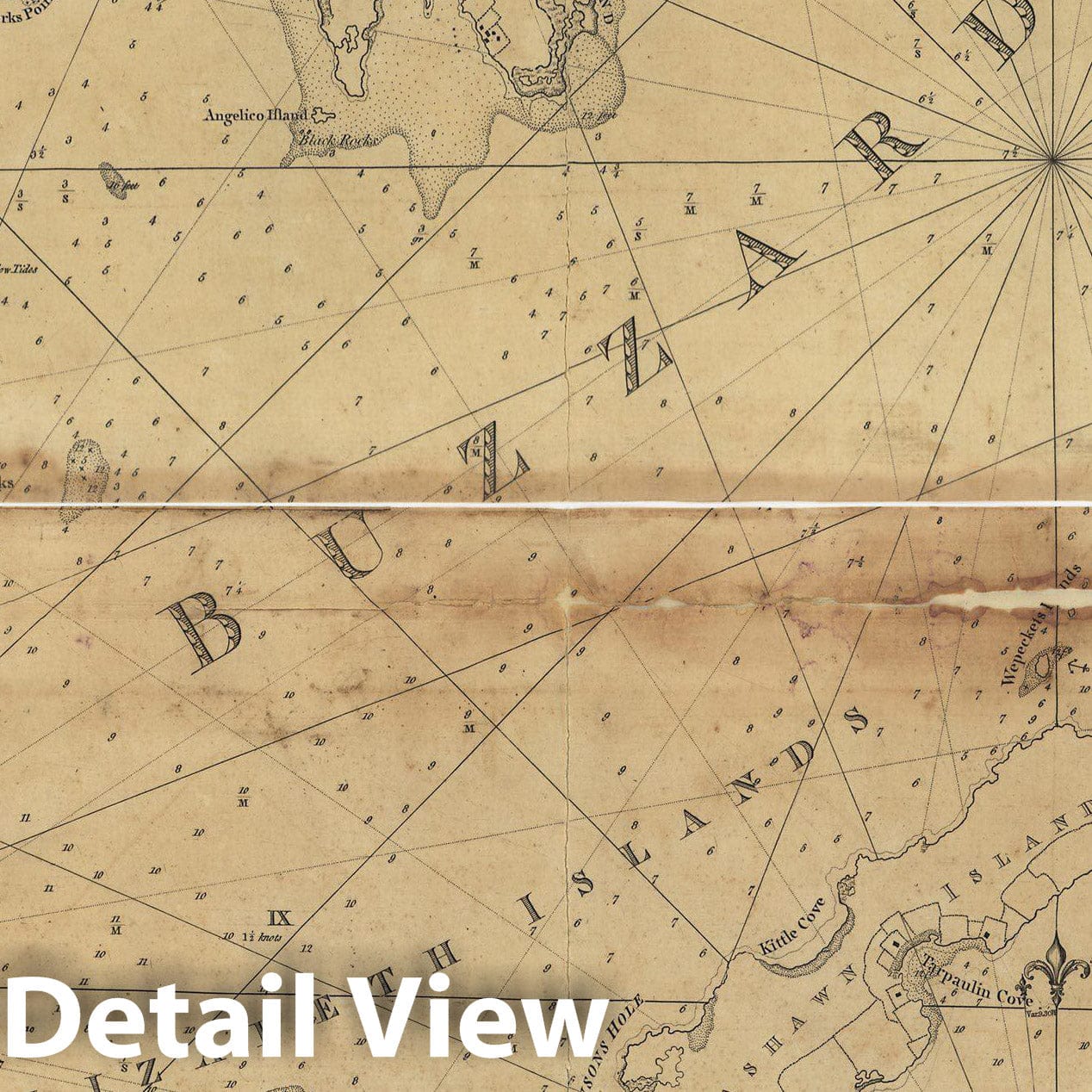 Historic Map : 18th Century Coastal Charts, Buzzards Bay & Martha's Vineyard 1776 Topographic Map , Vintage Wall Art