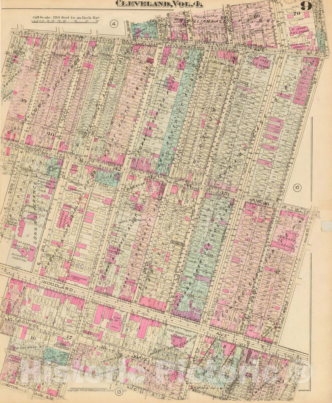Historic Map : Atlas City of Cleveland, Vol. Four, Cleveland 1922 9R , Vintage Wall Art