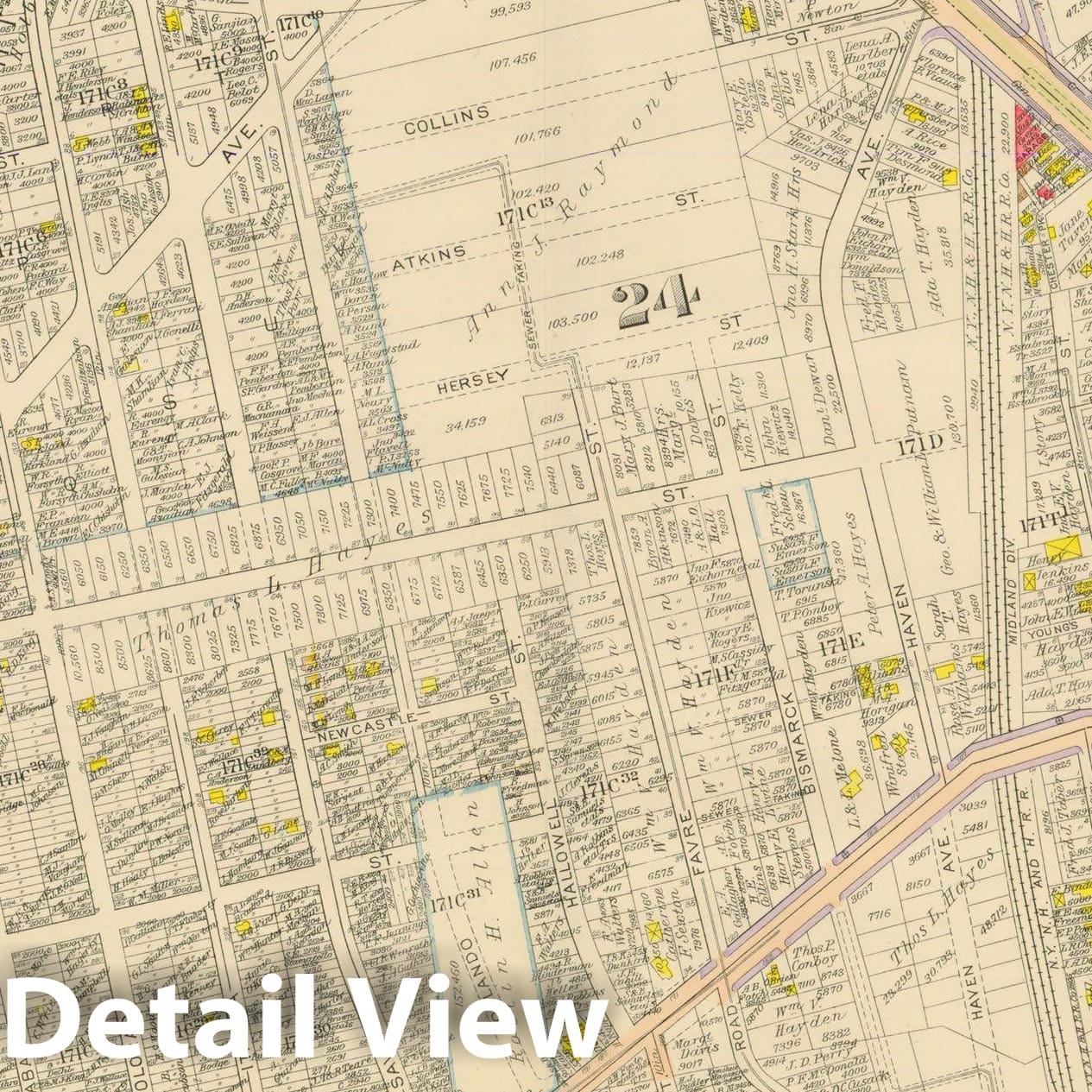 Historic Map : Atlas City of Boston, Dorchester, Dorchester 1918 Plate 039 , Vintage Wall Art