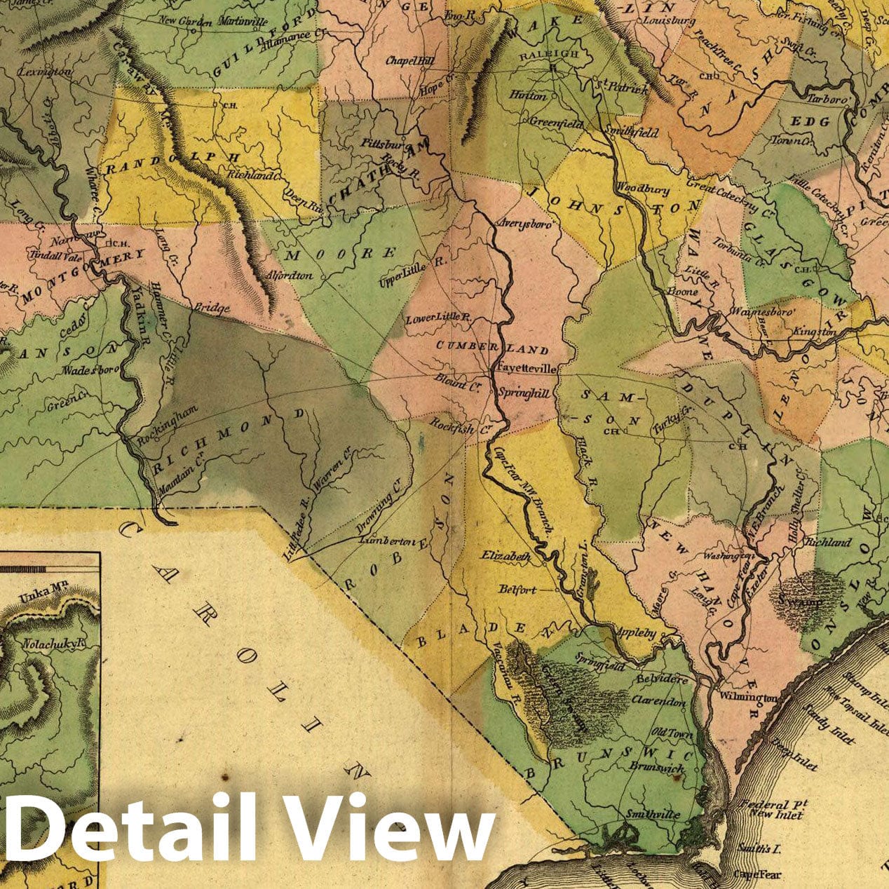 Historic Map : North Carolina 1914 , Rand McNally Business Atlas , Vintage Wall Art
