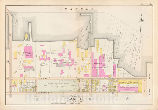 Historic Map : Atlas City of Boston, South Boston 1899 Plate 028 , Vintage Wall Art