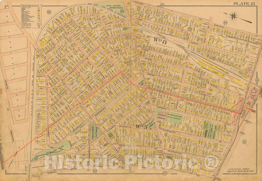 Historic Map : Atlas City of Springfield and The Town of Longmeadow 1910 Plate 013 , Vintage Wall Art