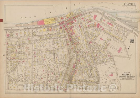 Historic Map : Atlas of Staten Island, Borough of Richmond, Vol 1, Staten Island 1917 Plate 004 , Vintage Wall Art
