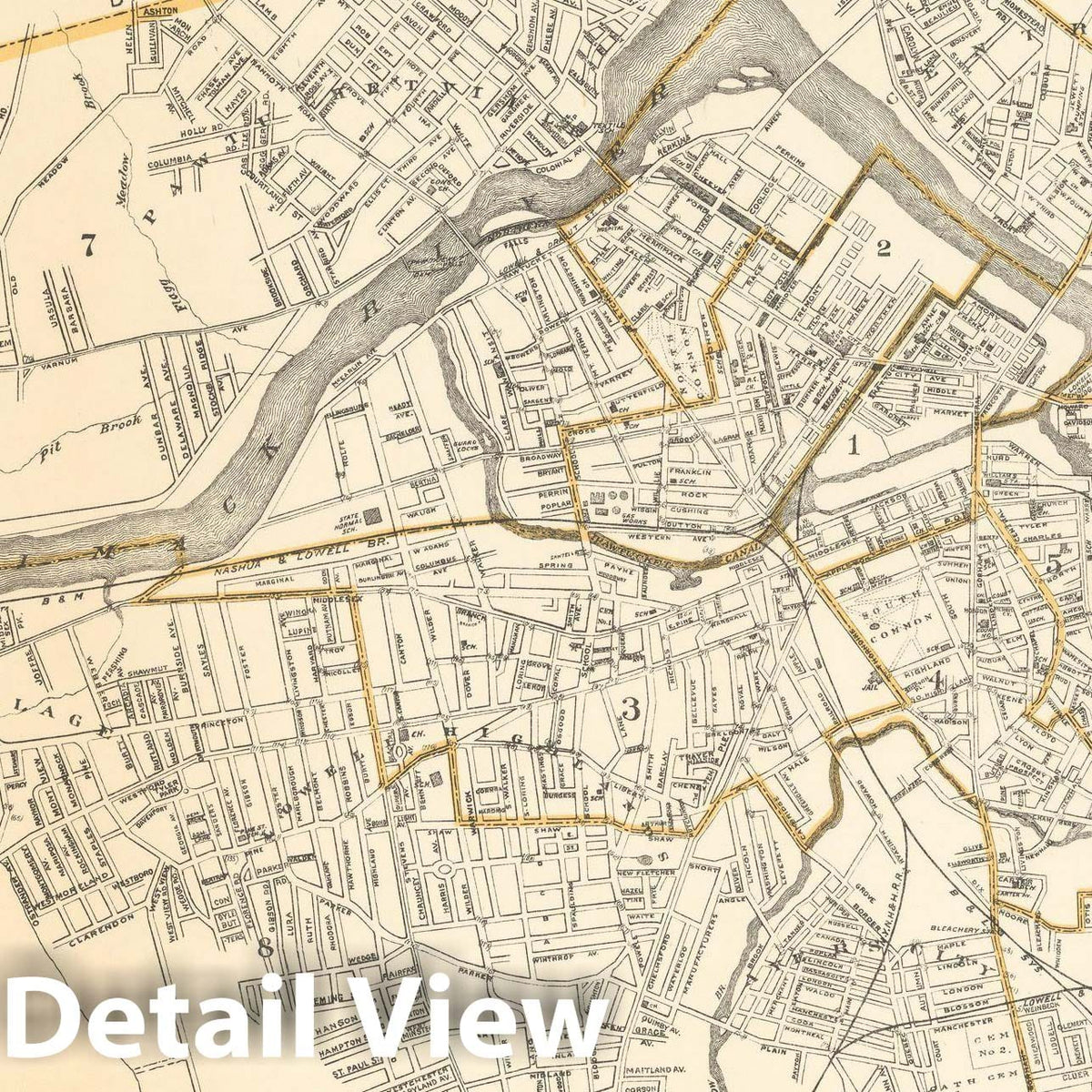 Historic Map : Lowell 1908 , Topographical Atlas of Massachusetts , Vintage Wall Art
