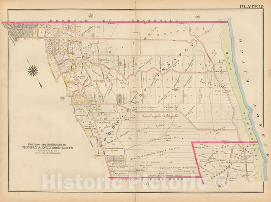 Historic Map : Atlas of Bergen County, New Jersey, Volume One, Tenafly 1912 Plate 019 , Vintage Wall Art