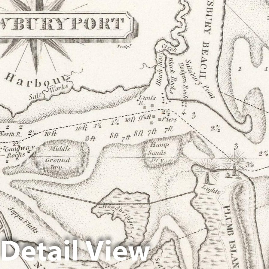 Historic Map : American Coast Pilot, 12th Edition, Newburyport 1842 , Vintage Wall Art