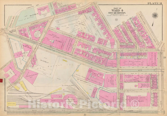 Historic Map : Atlas City of Boston: Boston Proper and Back Bay, Boston 1928 Plate 031 , Vintage Wall Art
