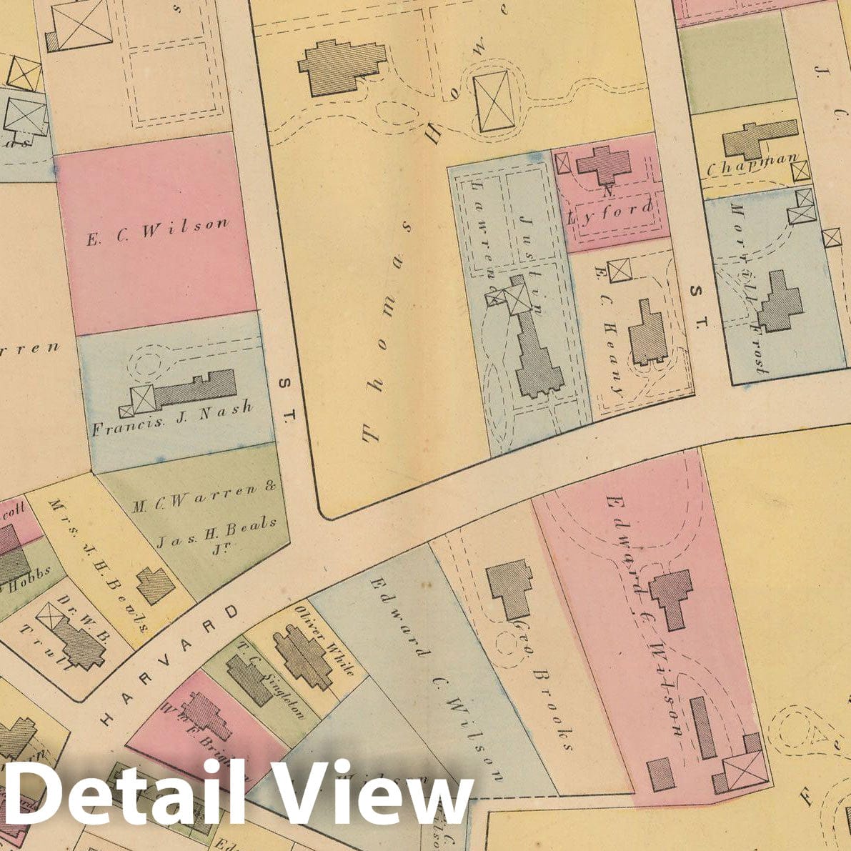 Historic Map : Atlas Town of Brookline, Brookline 1874 Plate E , Vintage Wall Art