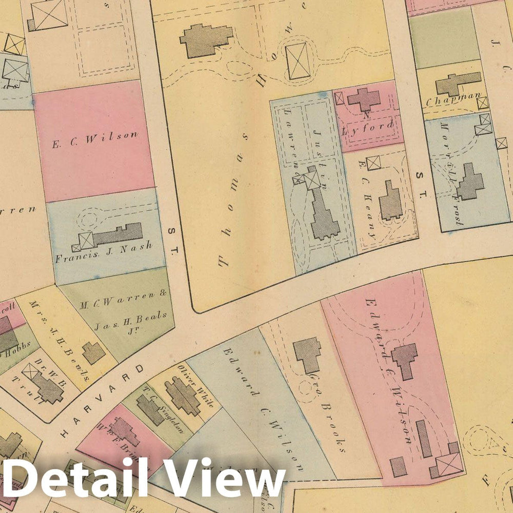 Historic Map : Atlas Town of Brookline, Brookline 1874 Plate E , Vintage Wall Art