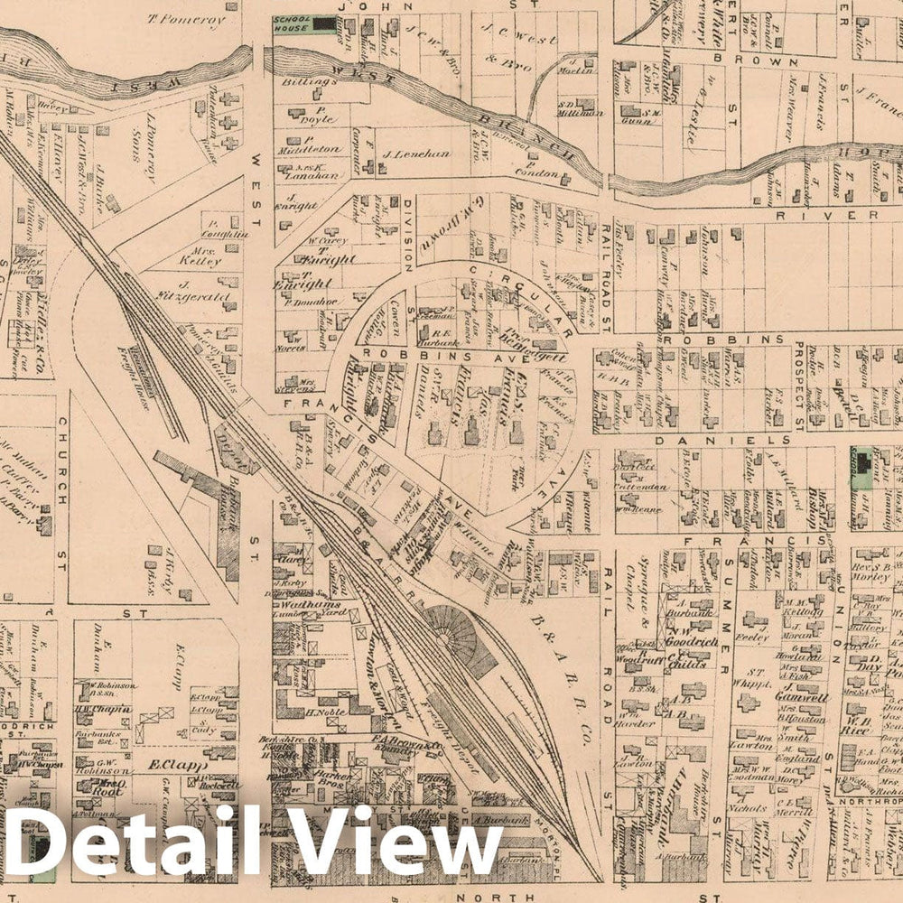 Historic Map : County Atlas of Berkshire County, Pittsfield 1876 , v4, Vintage Wall Art