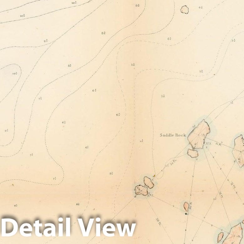 Historic Map : Cuttyhunk Island & Gosnold 1853 Topographic Map , Vintage Wall Art