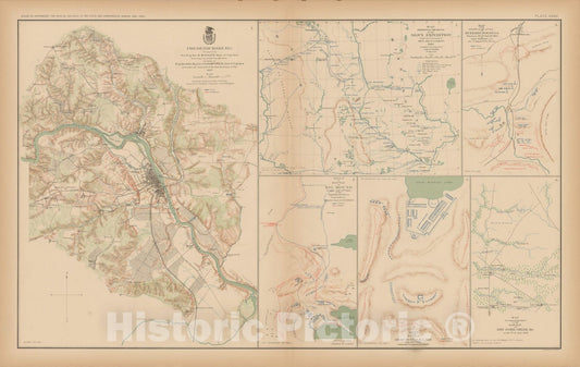 Historic Map : Civil War Atlas of the Union and Confederate Armies, Battles in GA, MO, ND & VA 1895 , Vintage Wall Art